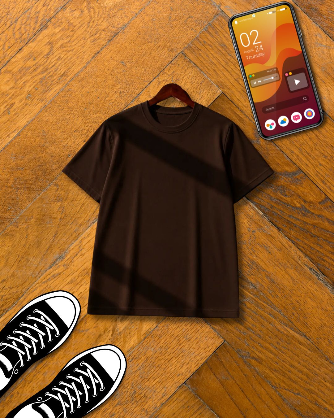 DARK BROWN HALF SLEEVE T-SHIRT