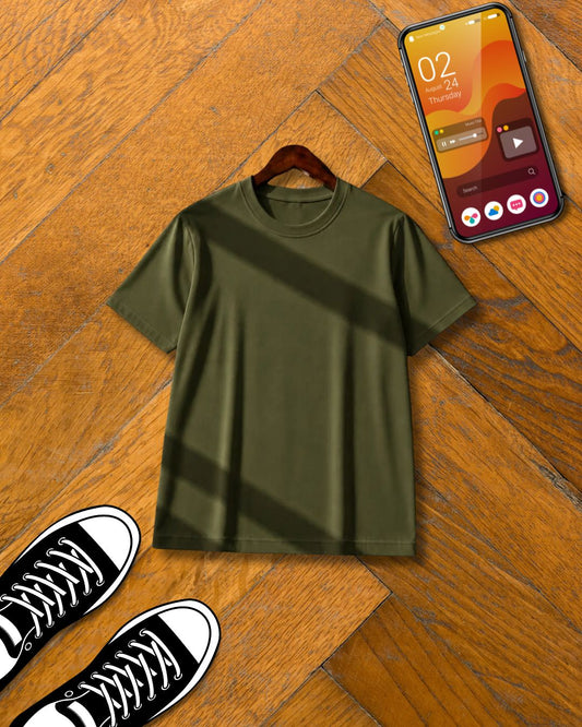OLIVE GREEN HALF SLEEVE T-SHIRT