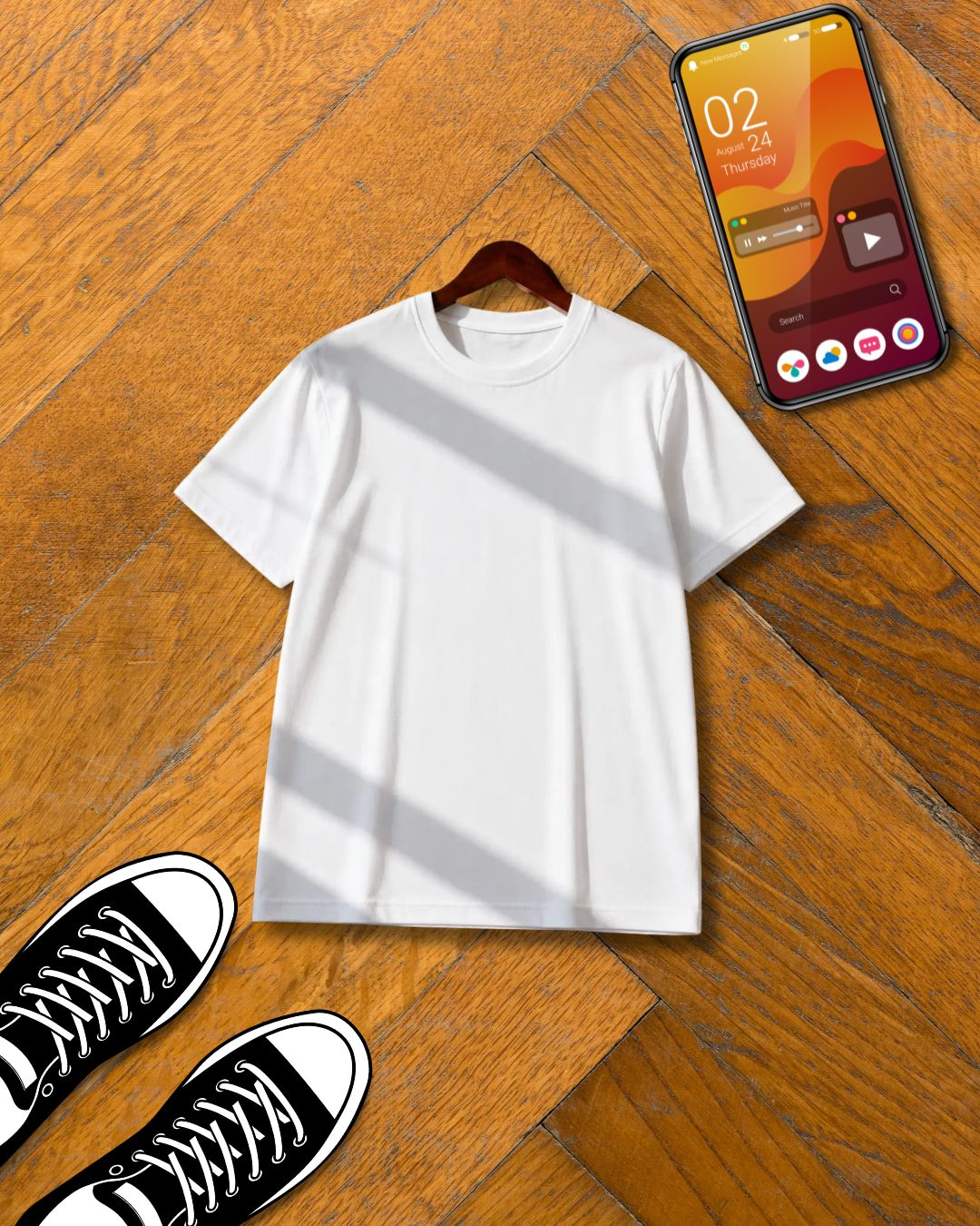 WHITE  HALF SLEEVE T-SHIRT