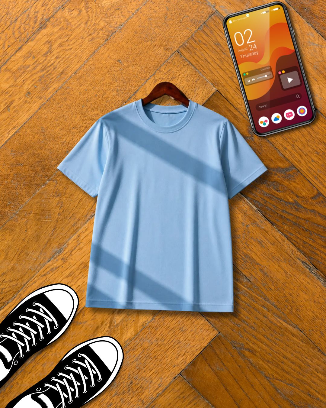 SKY BLUE HALF SLEEVE T-SHIRT