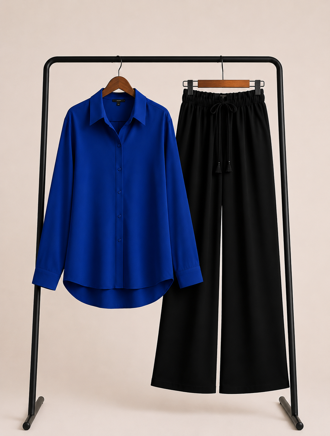 DUO PACK ( ROYAL BLUE BUTTON DOWN SHIRT WITH BLACK FLAPPER TROUSER )