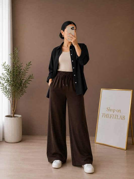 TRIO PACK ( BLACK BUTTON DOWN SHIRT WITH BEIGE INNER AND BROWN FLAPPER TROUSER)