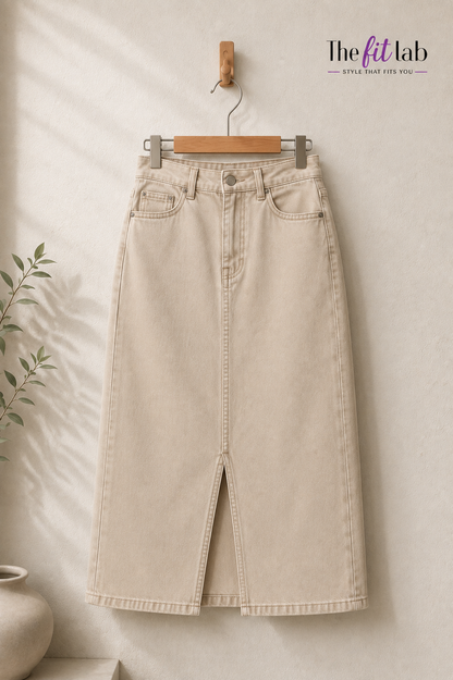BEIGE DENIM SKIRT