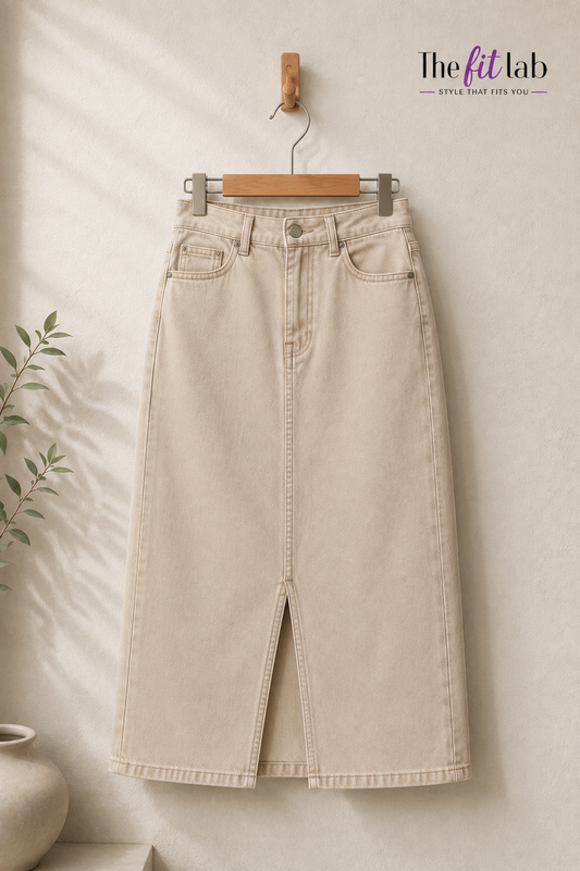 BEIGE DENIM SKIRT
