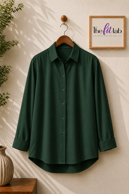 BOTTLE GREEN BUTTON DOWN SHIRT