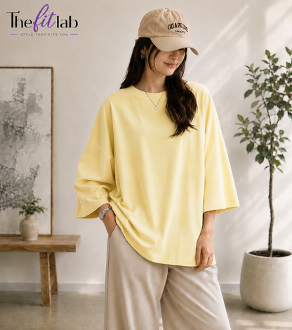 YELLOW BAGGY DROP SHOULDER TEE