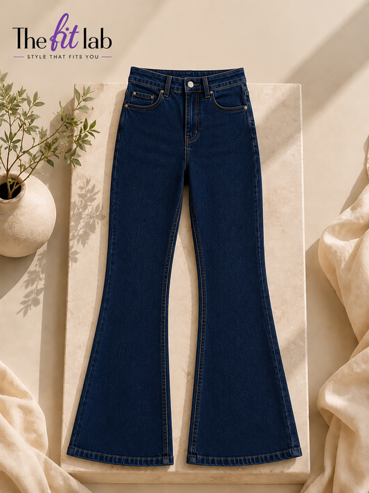 DARK GREY BELL BOTTOM JEANS