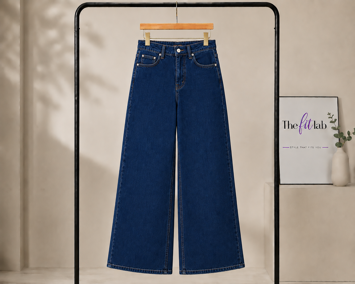 DARK BLUE WIDE LEG BAGGY JEANS