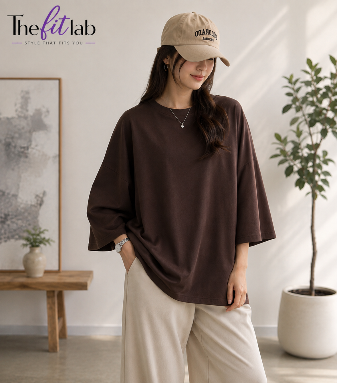 DARK BROWN BAGGY DROP SHOULDER TEE