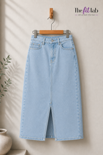 ICE BLUE DENIM SKIRT