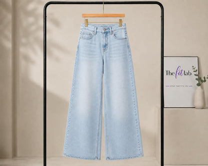 ICE BLUE FADED WIDE LEG BAGGY JEANS
