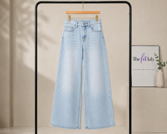 ICE BLUE FADED WIDE LEG BAGGY JEANS