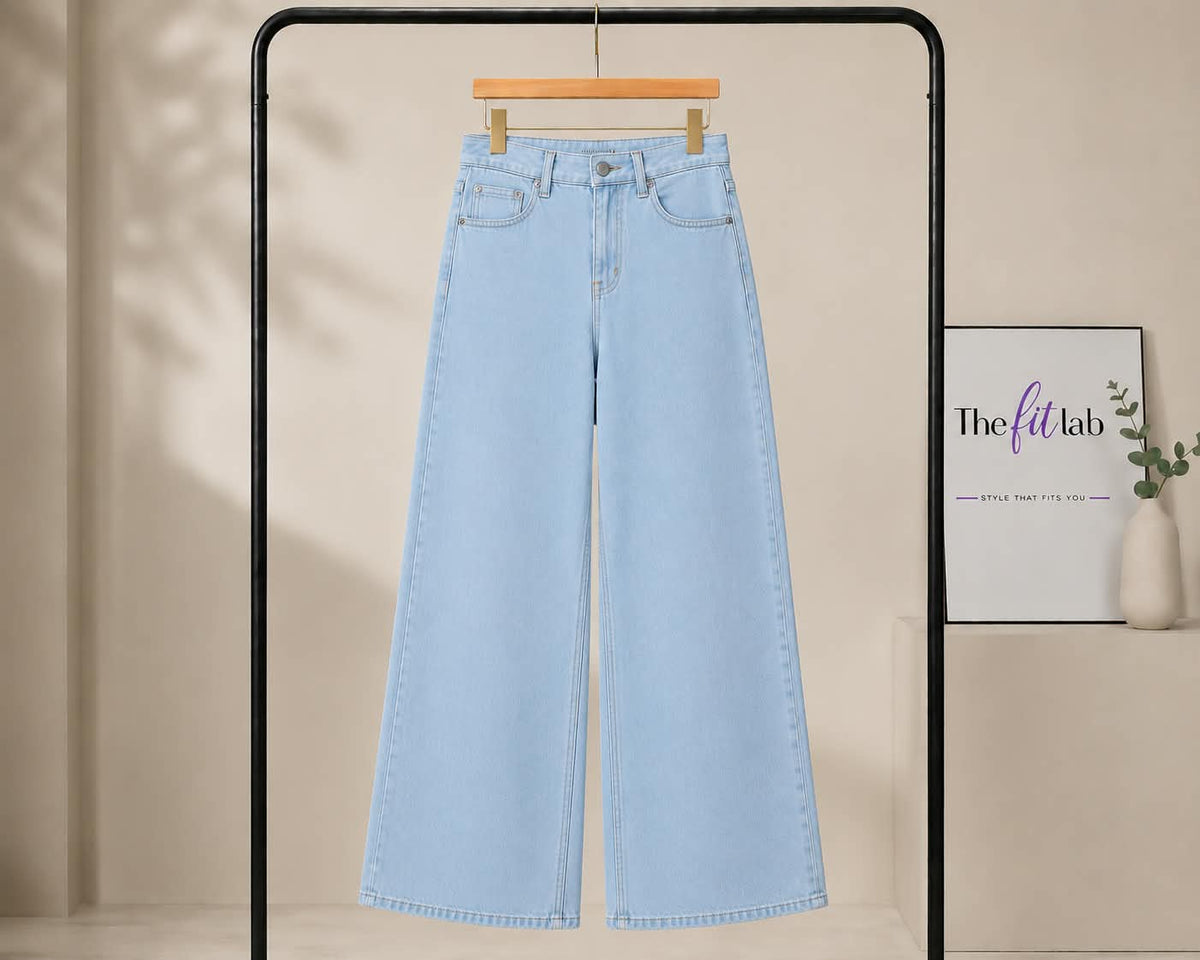 ICE BLUE WIDE LEG BAGGY JEANS