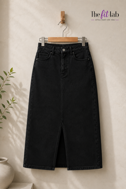 JET BLACK DENIM SKIRT
