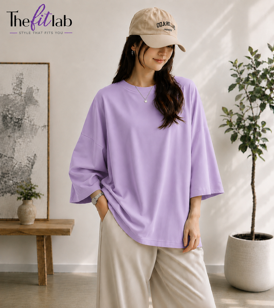 LILAC BAGGY DROP SHOULDER TEE