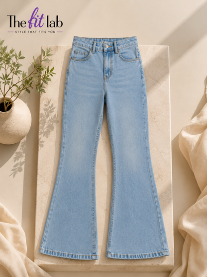 MID BLUE BELL BOTTOM JEANS