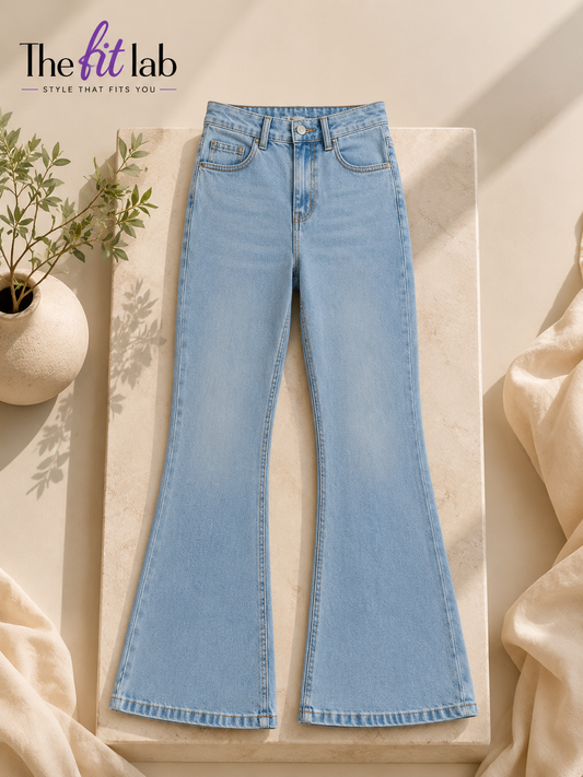 MID BLUE BELL BOTTOM JEANS