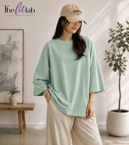 MINT GREEN BAGGY DROP SHOULDER TEE