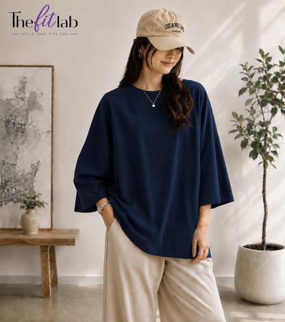 NAVY BLUE BAGGY DROP SHOULDER TEE