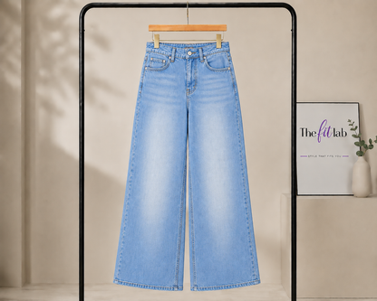 SKY BLUE FADED WIDE LEG BAGGY JEANS