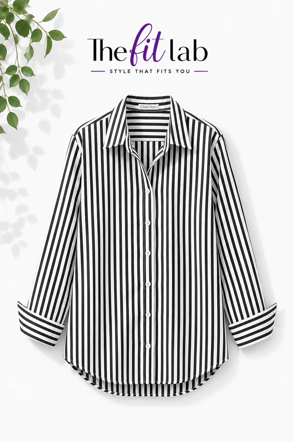 WHITE AND BLACK STRIPES BUTTON DOWN SHIRT