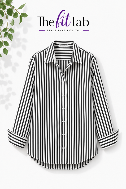 WHITE AND BLACK STRIPES BUTTON DOWN SHIRT
