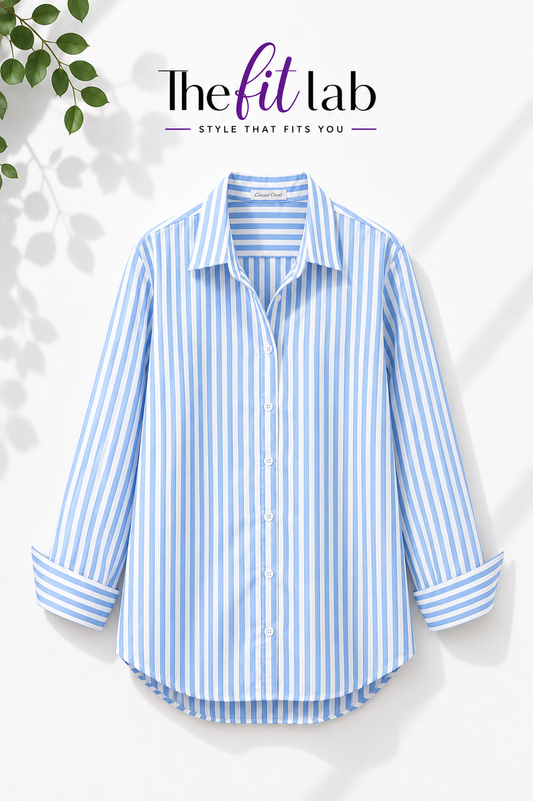 WHITE AND BLUE STRIPES BUTTON DOWN SHIRT