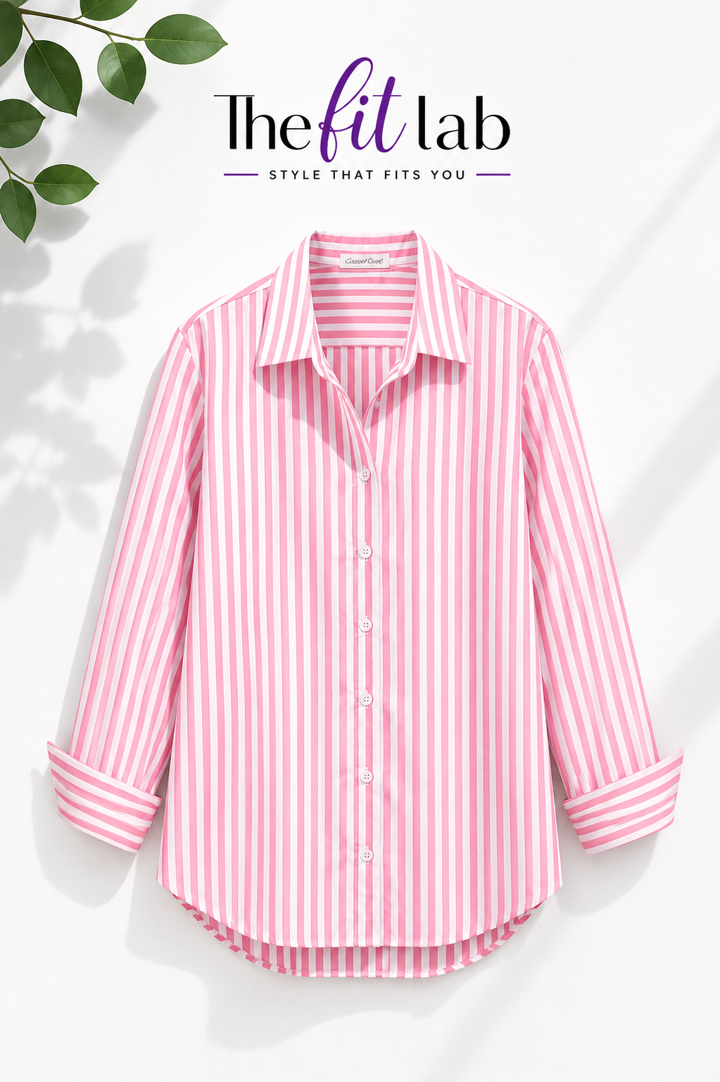 WHITE AND PINK STRIPES BUTTON DOWN SHIRT