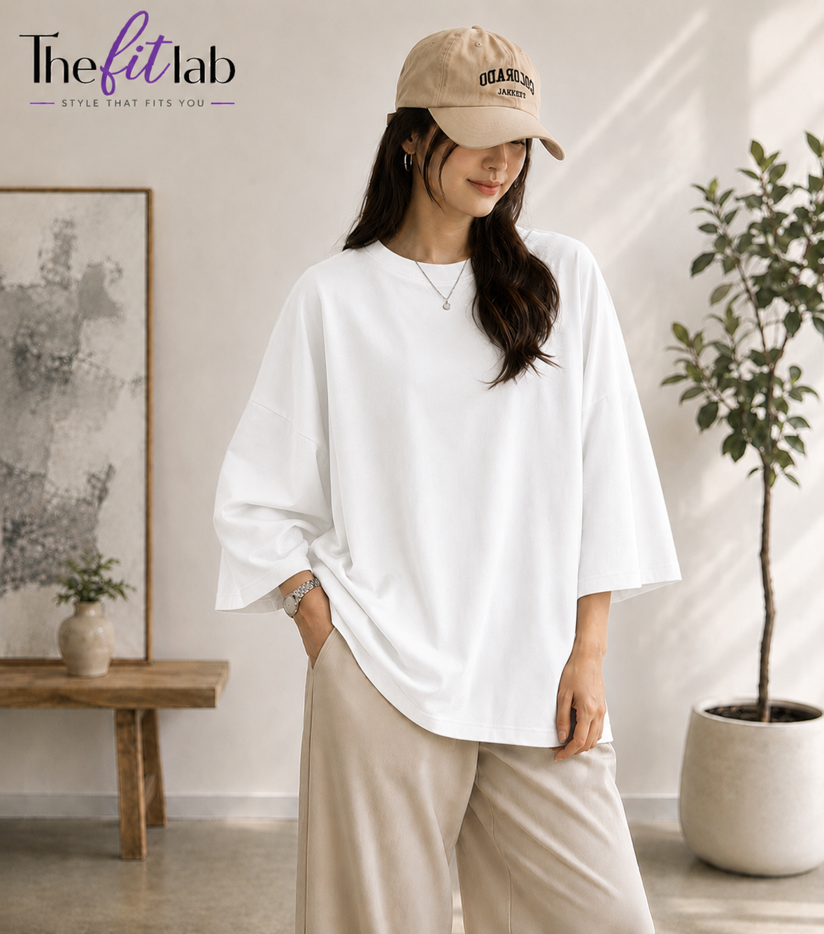 WHITE BAGGY DROP SHOULDER TEE