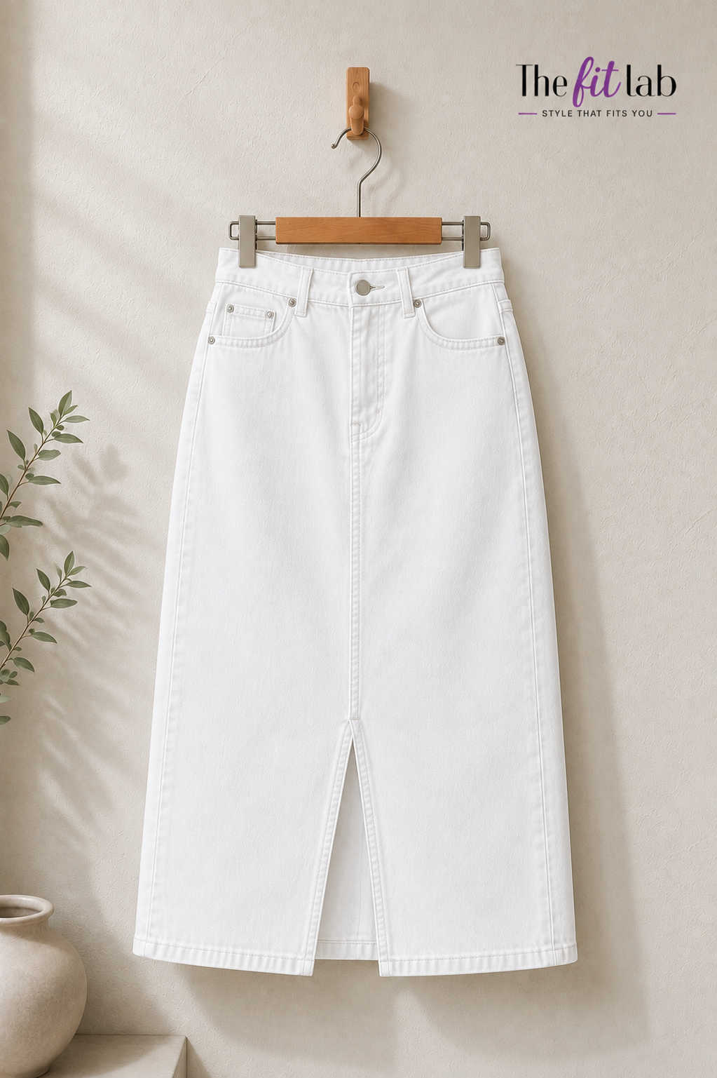 WHITE DENIM SKIRT