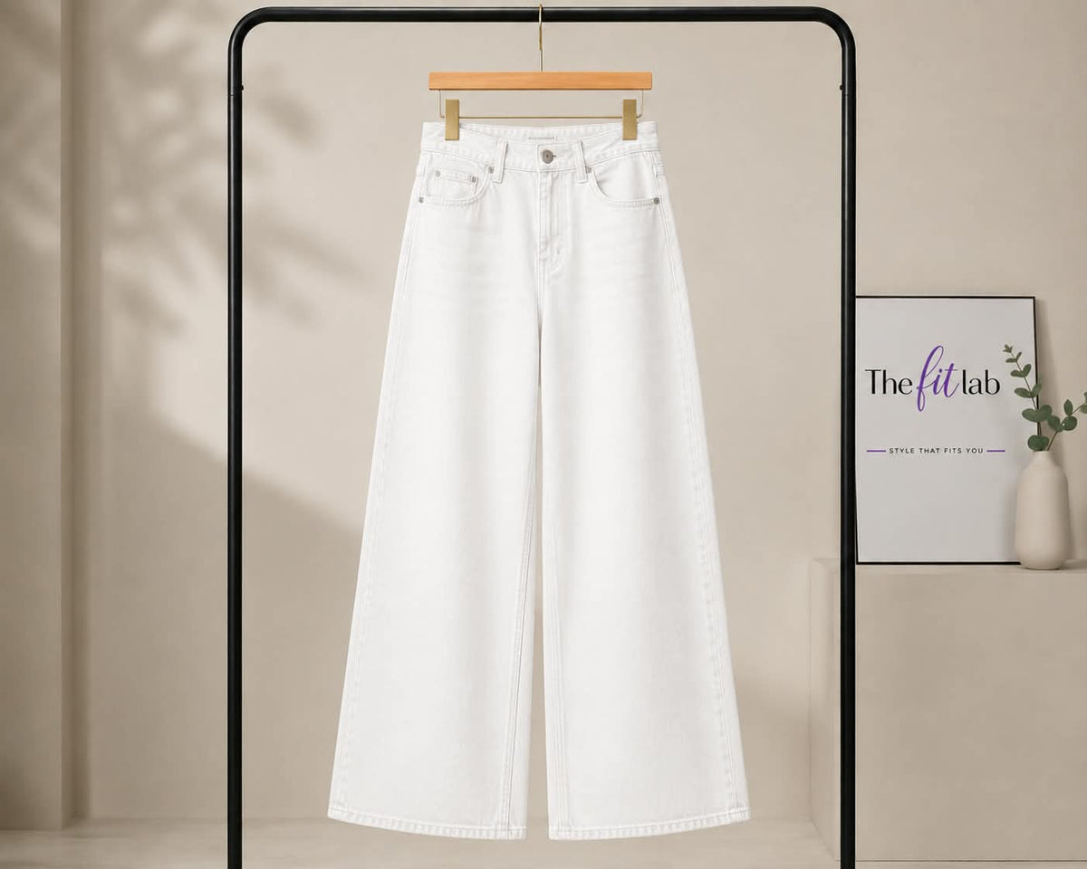 WHITE WIDE LEG BAGGY JEANS