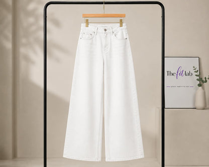 WHITE WIDE LEG BAGGY JEANS