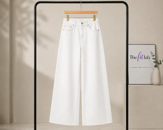 WHITE WIDE LEG BAGGY JEANS